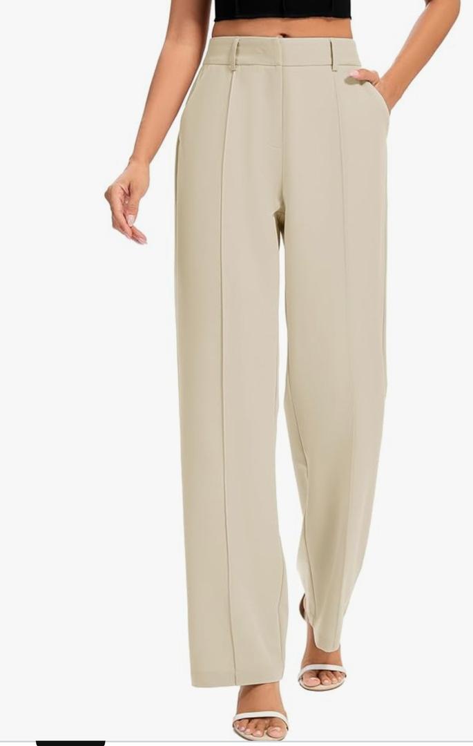FUNYYZO Women Long Dress Pants High Waisted Work Pants Dressy Casual Elastic Waist Trousers Large