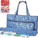 American Mahjong Game Set, 166 White Tiles, Dark Blue Bag with Entire Accessories, 4 All-in-One Rack/Pushers, Mahjong Tiles Set