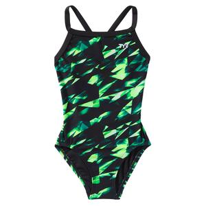 TYR - Girls' Triadic Diamondfit Durafast Elite One Piece Swimsuit, Green, 24