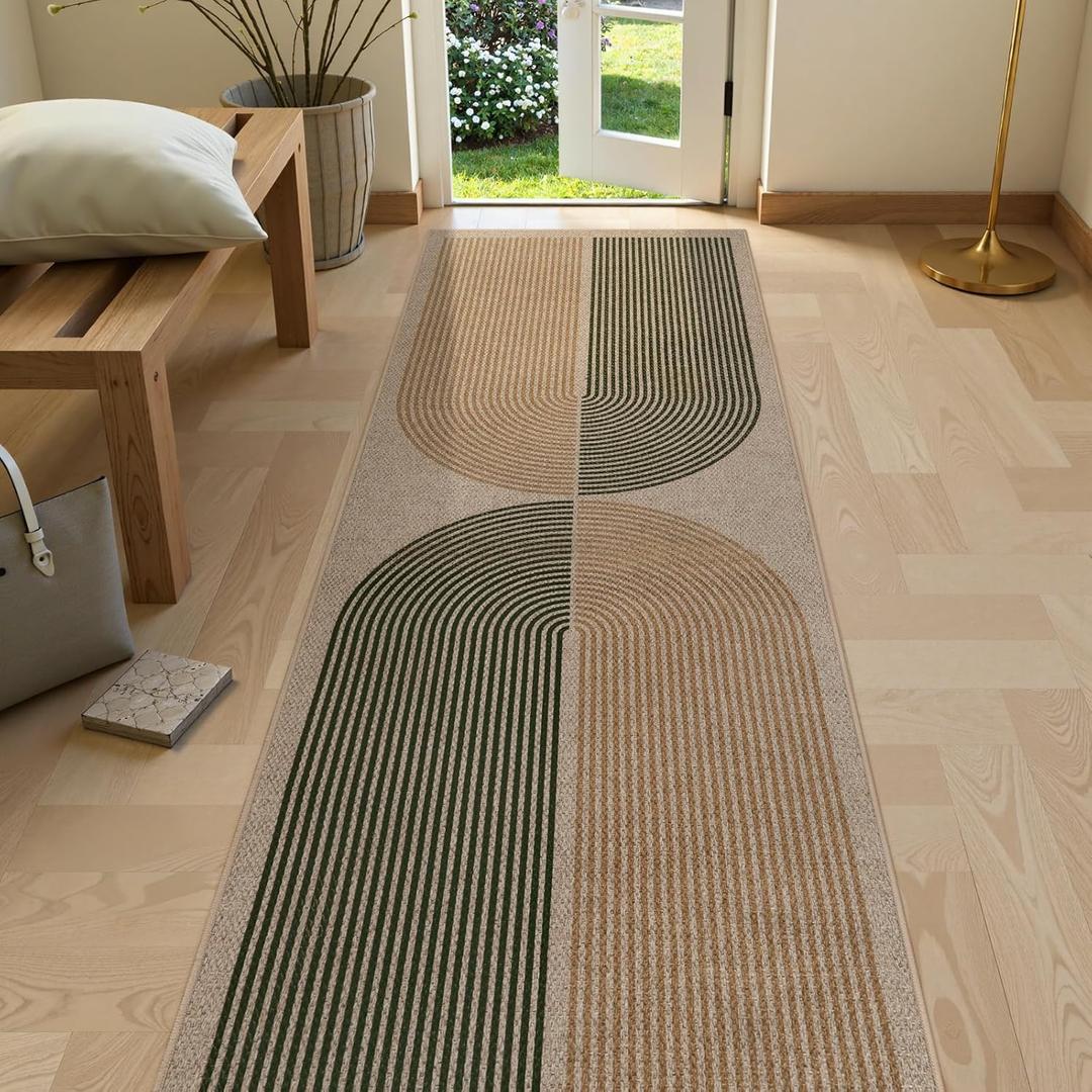 Lahome Enfys Modern Rainbow Easy Jute Rug, 2x8 Hallway Runner Washable Rugs for Entryway Farmhouse Kitchen Rug, Non Slip Indoor Outdoor Carpet Contemporary Throw Door Mat for Bedroom Porch