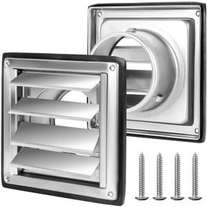 4 Inches Metal Dryer Vent Cover Outdoor Stainless Steel Louvered Outlet Airflow Vent Cover Includes 4 Screws for Easy Installation