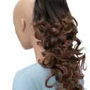 16" Hairpiece Ponytail Clip On Extension Voluminous Wavy Ombré Brown Mix