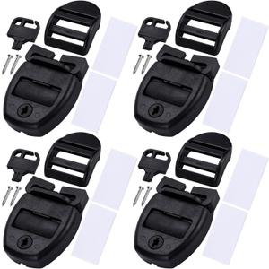 OIIKI 4 Sets Spa Hot Tub Cover Clips, Hot Tub Cover Broken Latch Repair Kit- Replacement 4 Latches Clip Locks, 4 Slides, 4 Keys, 8 Screws, 8 Stickers, Hardware Accessories for Spa Cover Straps (Black)