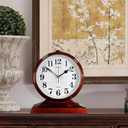 Desk Clock for Table Decor,Retro Mantel Clock Battery Operated for Fireplace Mantel, Living Room,Bedroom,Office,Desktop Decoration (Brown)
