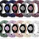 Compatible with Samsung Galaxy Watch 7/6/5/4/Active 2/FE Bands - 40mm/44mm, 20mm Quick Release Scrunchie Strap - Stretchy Cute Elastic Fabric Bands (10-Pack) Women