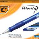 BIC Velocity Retractable Ballpoint Pens, Medium Point (1.0 mm), Blue Ink Pens, 12-Count Pack, With Comfortable Grip