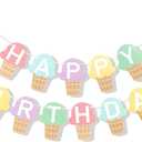 Ice Cream Birthday Banner Ice Cream Birthday Party Decoration for Cool Summer Baby Shower Supplies