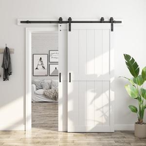 SmartStandard 34in x 84in Double MDF Sliding Barn Doors with 6FT Bypass Barn Door Hardware Kit, Save Space, Waterproof, Easy Install, Fit 56in-60in Openning, White