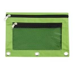 ASBEFORE Pencil Pouch for 3 Ring Binder - 3 Hole Zipper Pen Case Bag Holder Bulk Accessories Clear Window Aesthetic Organizer Pockets (Grass Green, 1)