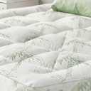 Bamboo Mattress Topper Queen Size with Deep Pocket 1700 GSM Fill Cooling Shredded Memory Foam Mattress Pad Rayon Derived from Bamboo, Ideal for Side Sleepers, Back Pain, Hot Sleepers (Light Green)