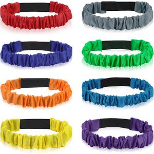 Augshy 8Pcs 3 Legged Race Bands Elastic Tie Rope, 8 Assorted Colors for Relay Race Game Carnival Field Day Backyard Game Party Supplies