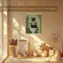 2 x QEJ Funny Black Cat Bathroom Wall Art Decor, Black Cat Bathroom Decor, Retro Green Botanical Kitten Reading Newspaper Canvas Poster Wall Decorations for Toilet Washroom Restroom, 12x16 Inch