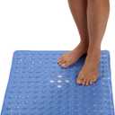 Square Shower Mat – 21 x 21 Inch Non-Slip Bathroom Shower Stall Mat with Suction Cups and Drain Holes – Anti-Slip Bathtub Shower Mats for Inside Shower (21x21 Aqua Blue)