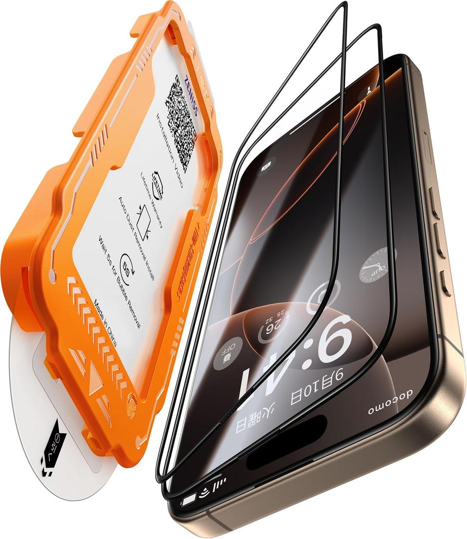 NeverBreak 9H+ Hardness for iPhone 16 Pro Max Screen Protector 12FT Military Grade Protection (Scratch, Shatter, Drop Resistance) Tempered Glass Full Edge Coverage 6.9" 2 Pack with De-Bubble Card