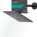 Square Rain Shower Head, High Flow Stainless Steel,Work with any decorative styleAll Metal Rainfall Shower Head(Matte Black, 6 inch)