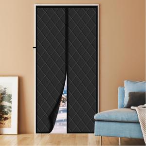 Magnetic Thermal Insulated Door Curtain, Fits Door Size 32" x 80",Durable Oxford Cloth&Thicken Polyester Fiber Fill, Efficient Temperature Control, Durable Construction, Soundproof and Windproof (Black)