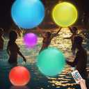 4 Pack Light-Up Beach Balls, 16” Glow-in-The-Dark Inflatable Pool Toys, Floating Balls with 16 Colors and 4 Lighting Modes, Perfect for Kids' Outdoor and Indoor Games, Swimming Pool Party Decorations