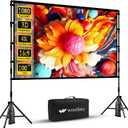 Projector Screen with Stand, Wootfairy 100 inch Foldable and Portable Projection Screen 16:9 4K HD Rear Front Wrinkle-Free Movie Screen with Carry Bag for Indoor Outdoor Home Theater Backyard Cinema