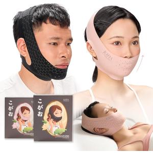 Chin Strap for Sleeping & Anti Snoring Premium Far Infrared Fabric Double Chin Reducer, Chin Strap for CPAP Users, Jawline Shaper, CPAP Chin Strap to Keep Mouth Closed, Face Lift, V-Line Lifting Mask (Coral Pink)
