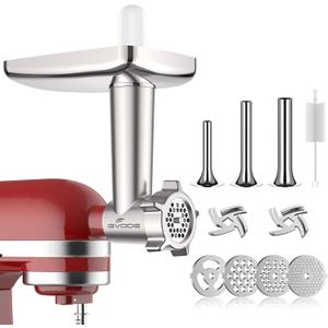 Metal Meat Grinder Attachment for KitchenAid Stand Mixer, Meat Grinder for Kitchen Aid Includes 4 Grinding Plates, 3 Sausage Stuffer Tubes, 2 Grinding Blades, Food Grinder Attachment for KitchenAid