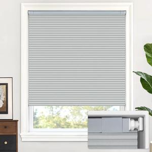 LazBlinds Cordless Cellular Shades, No Tools No Drill Blackout Honeycomb Shades Pleated Blinds for Windows, 20.5'' W x 48'' H, Dark Grey