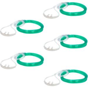 JWYN 5pk 7Ft Adult Oxygen Nasal Cannula, High Flow, Salter Style, Trumpet Connector (Green)