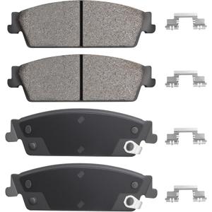 Rear Semi-metallic Disc Brake Pads Set for Chevy Silverado 1500, Suburban 1500 Tahoe Avalanche, for GMC Sierra 1500 Yukon XL 1500, for Cadillac Escalade ESV EXT 2007-2014 4PCS(With Hardware)