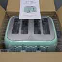 Roter Mond Toaster 4 Slice Retro Stainless Steel with Extra Wide Slots Bagel, Defrost, Reheat Function, Dual Independent Control Panel, Removable Crumb Tray, 6 Browning Levels, Aqua Green