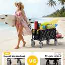 Beach Wagon with Big Wheels for Sand, 260L Capacity, Heavy Duty All-Terrain Folding Wagon with Expandable Rear, Durable Carbon Steel Frame & Big 8.3" Wheels for Beach, Outdoor & Camping Activities
