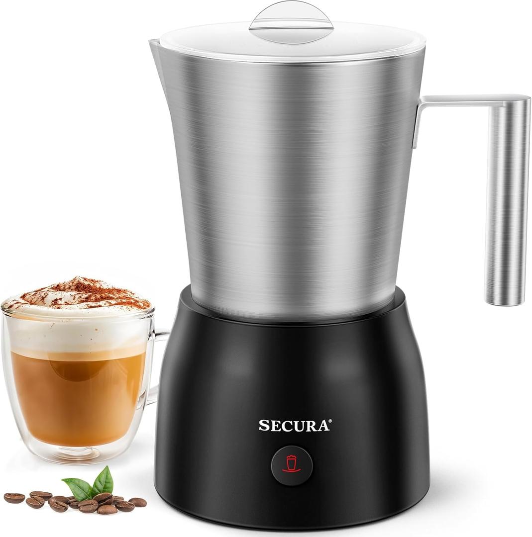 Secura Detachable Milk Frother, 17oz Electric Milk Steamer Stainless Steel, Automatic Hot/Cold Foam and Hot Chocolate Maker with Dishwasher Safe, 120V