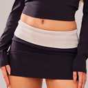 Women's Low Rise Black Contrast Tight Micro Mini Skirt