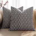 MIULEE Floral Pillow Covers Decorative Throw Pillow Covers 18x18 Farmhouse Neutral Pillow Covers Modern Linen Cushion Covers for Living Room Sofa Bed,Black