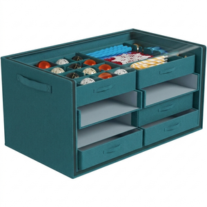 Dicasser Christmas Ornament Storage with 8 Tray Dividers-Adjustable for 128-3 72-4 32-6 Holiday Ornaments, Fit Many Sizes Ornaments (Cover Clear)