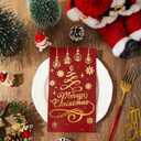 Whaline Merry Christmas Guest Paper Napkin Red Gold Foil 3 Ply Disposable Napkin Xmas Tree Dinner Hand Napkin Towel for Winter Party Supplies Table Decor, 80Pcs