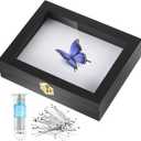 Insect Display Case Box Collection Box with Clear Top, EVA Foam Pinning Board and 100 Pieces Pins Insect Shadow Box Kit Entomology Supplies for Collecting Butterfly Specimen (Black)