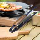 Exquisite Lightweight Cooking Tongs - 304 Stainless Steel & Walnut Wood, Comfortable Grip, Non-Slip Design, High Heat Resistant - Ideal for Light and small food, Kitchen Plating, Korean BBQ, 9-Inch