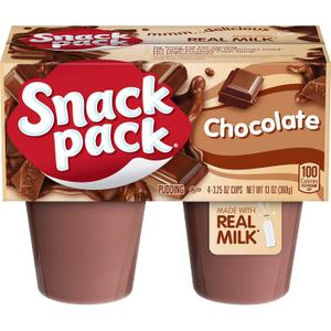 Snack Pack Chocolate Pudding Cups, Lunchbox Snack, 4 Count, 12 Pack 