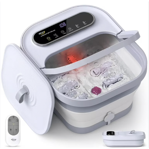 Alljoy Collapsible Foot Spa with Massager and Heat, Foot Bubble Bath Tub with 6 Massage Rollers, Foot Soak Tub with Heater