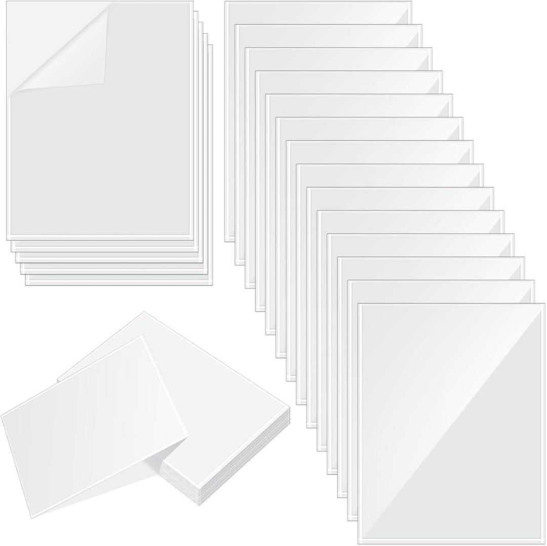 Gueevin 100 Pcs 5 x 8 Inch Self Adhesive Display Pockets Peel and Stick Clear Paper Sleeves Wall and Door Communication Clear Adhesive Sheet Protector Letter Size Plastic Sheet Protectors