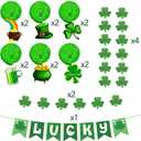 31Pcs St Patricks Day Decorations Pre-Assembled Shamrock Lucky Banner Garlands Clover Hanging Swirls Irish Decor for Home Saint Patrick Party Supplies