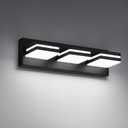 Modern LED Small Bathroom Lights Fixtures 3-Light,Metal Black Acrylic Wall Lighting,Vanity Lights for Bathroom Over Mirror 6000K 16in