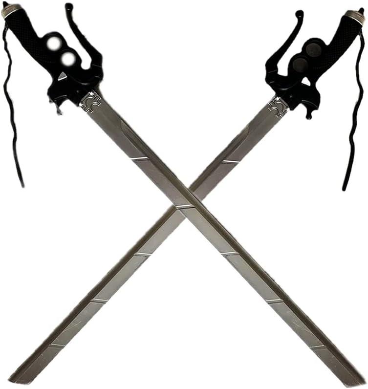 Halloween Prop 2PCS 37inch Attack Foam Sword, 37inch Shingeki Cosplay Sword Kyojin Cosplay Prop Xmas Birthday Gifts (2pcs Sliver)