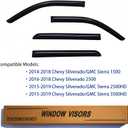 Window Visors Rain Guards fits 2014-2018 Silverado 1500 & GMC Sierra 1500, Out-Channel Window Wind Deflectors Vent Shades for 2015-2019 Silverado/GMC Sierra 2500 HD/3500 HD Crew Cab