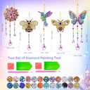 5Pcs Diamond art Kits for Kids/Adults, Crafts for Kids Ages 8-12, DIY Diamond Painting art Wind Chimes Crystal Window Suncatcher Craft, Birthday Gifts for 7 8 9 10 11 Year Old Girls, Home Garden Decor (Butterfly, Hummingbird, Flower + 2 Bees)
