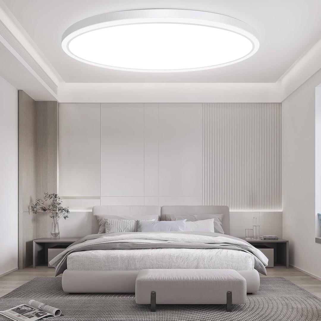 Brightever 15 Inch Large LED Flush Mount Ceiling Lights, 30W 4000LM, 5000K Daylight White Modern Ceiling Light Fixtures, Super Slim 0.67 Inch Hardwired LED Ceiling Lamp for Living Room, 1 Pack