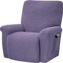 CONRUSER Stretch Recliner Chair Covers, 4-Piece Soft Sofa Cover Thick Single Seat Couch Cover Jacquard Recliner Slipcover with Pocket (Purple)