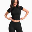 Ieumaz Women's Seamless Scrunch Butt Lifting Workout Shorts Hidden Scrunch Mid Low Waist Yoga Shorts with Tummy Control (Black, M)