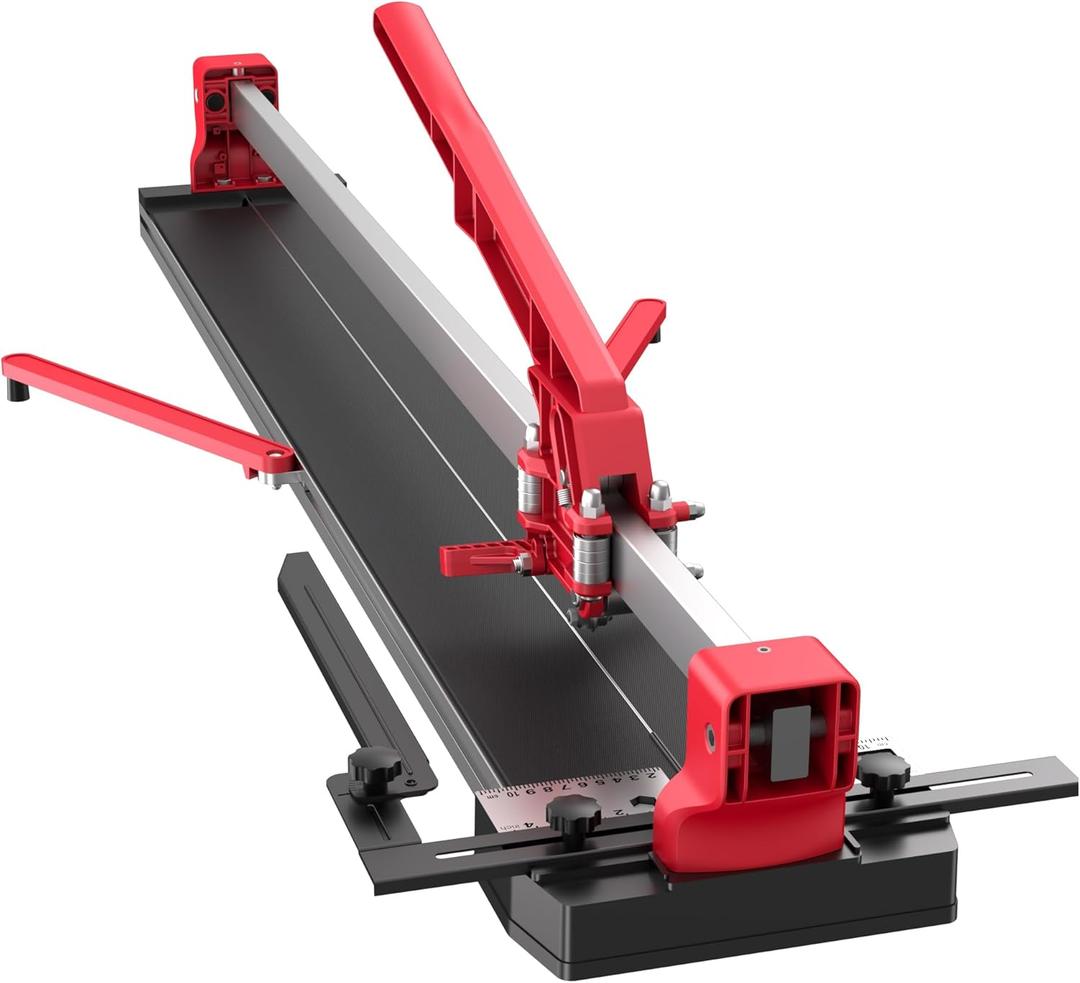 SHIJING 24-inch Manual Tile Cutter with Laser Cutting Guide Porcelain Tile Cutter with Split Platen,Double Aluminum Base,Tungsten Carbide Cutting Wheel