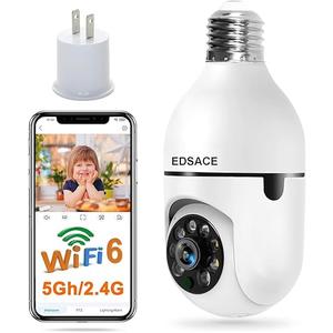 EDSACE 5G Light Bulb Security Camera WiFi Dual Band,360 Degree 1080P Wireless Indoor Full Color,Smart Dome Camera with Auto Tracking, Light Socket Surveillance PTZ Camera