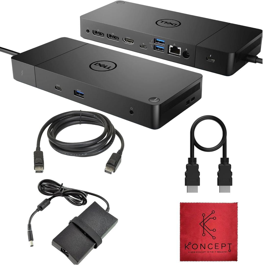 Dell WD19TB Thunderbolt Dock - Dell Docking Station Dual Monitor USB C with 180W, HDMI & DisplayPort Cable - Docking Station for Laptop & Computer
